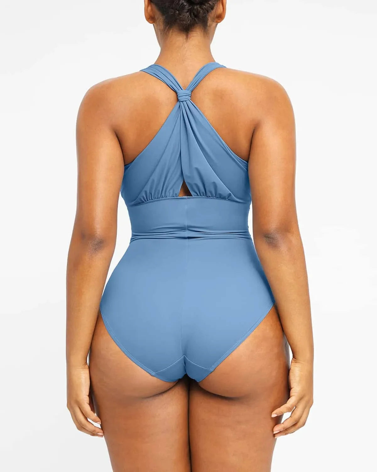 Ruched Twist-Front Shaping Swimsuit
