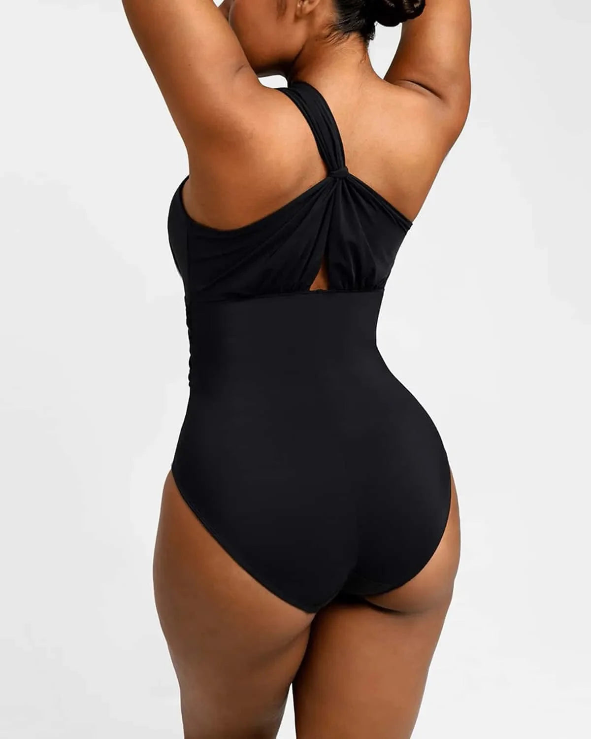 Ruched Twist-Front Shaping Swimsuit