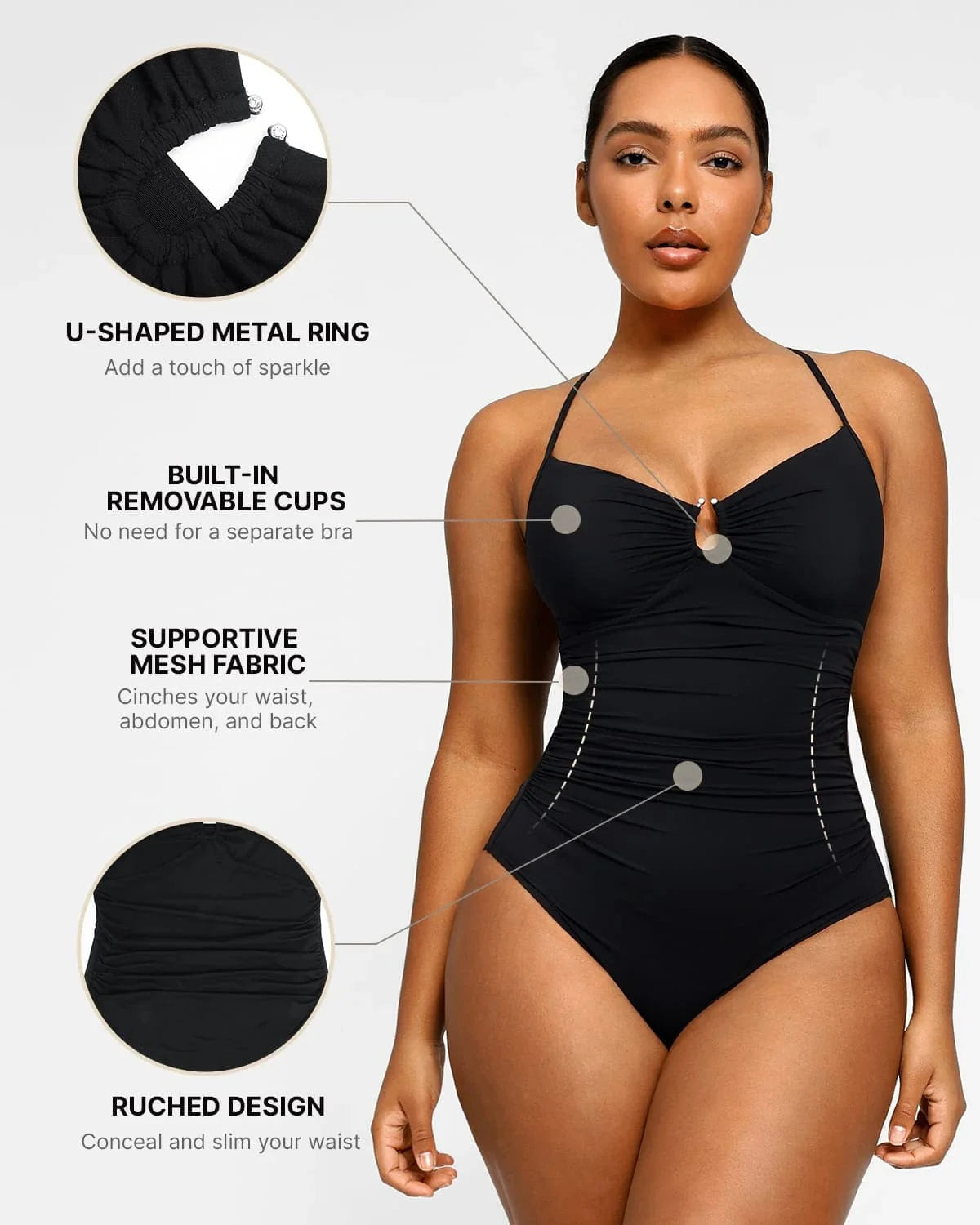 U-Ring Cut-Out Shaping Swimsuit