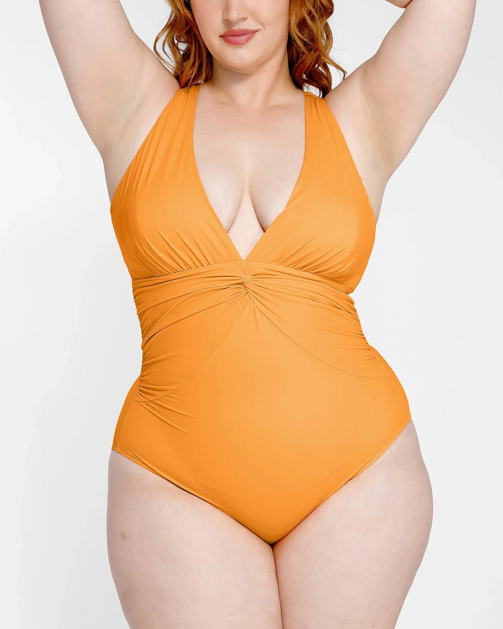 Ruched Twist-Front Shaping Swimsuit