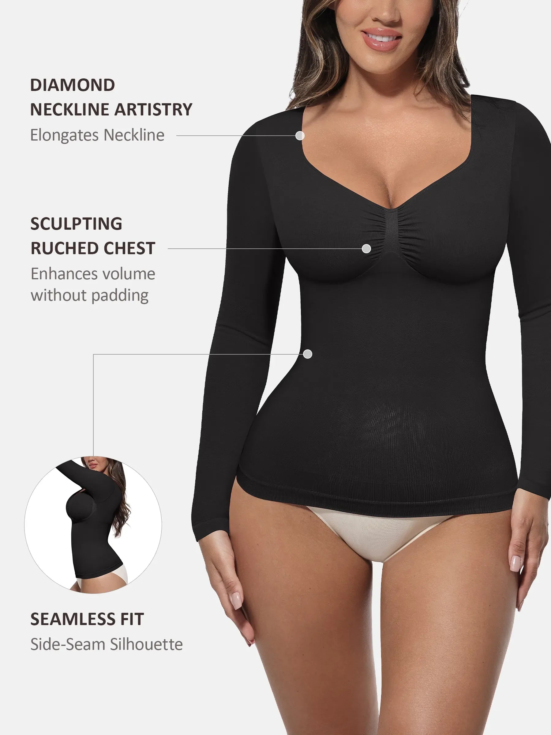Women's Shaper Top – Seamless Long-Sleeve Everyday Shapewear