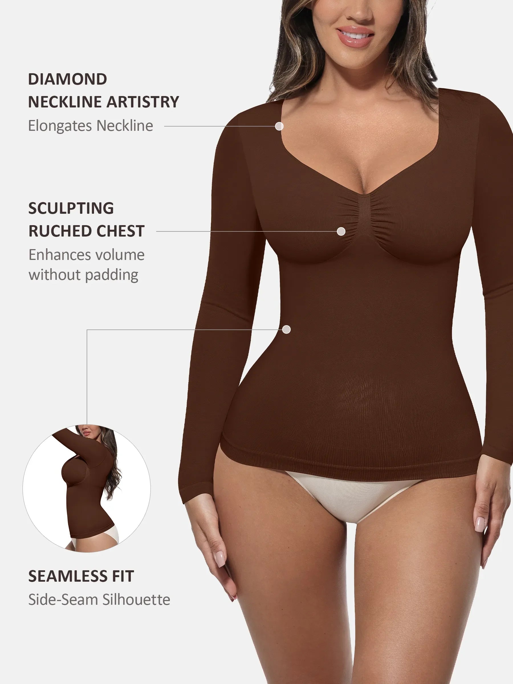 Women's Shaper Top – Seamless Long-Sleeve Everyday Shapewear