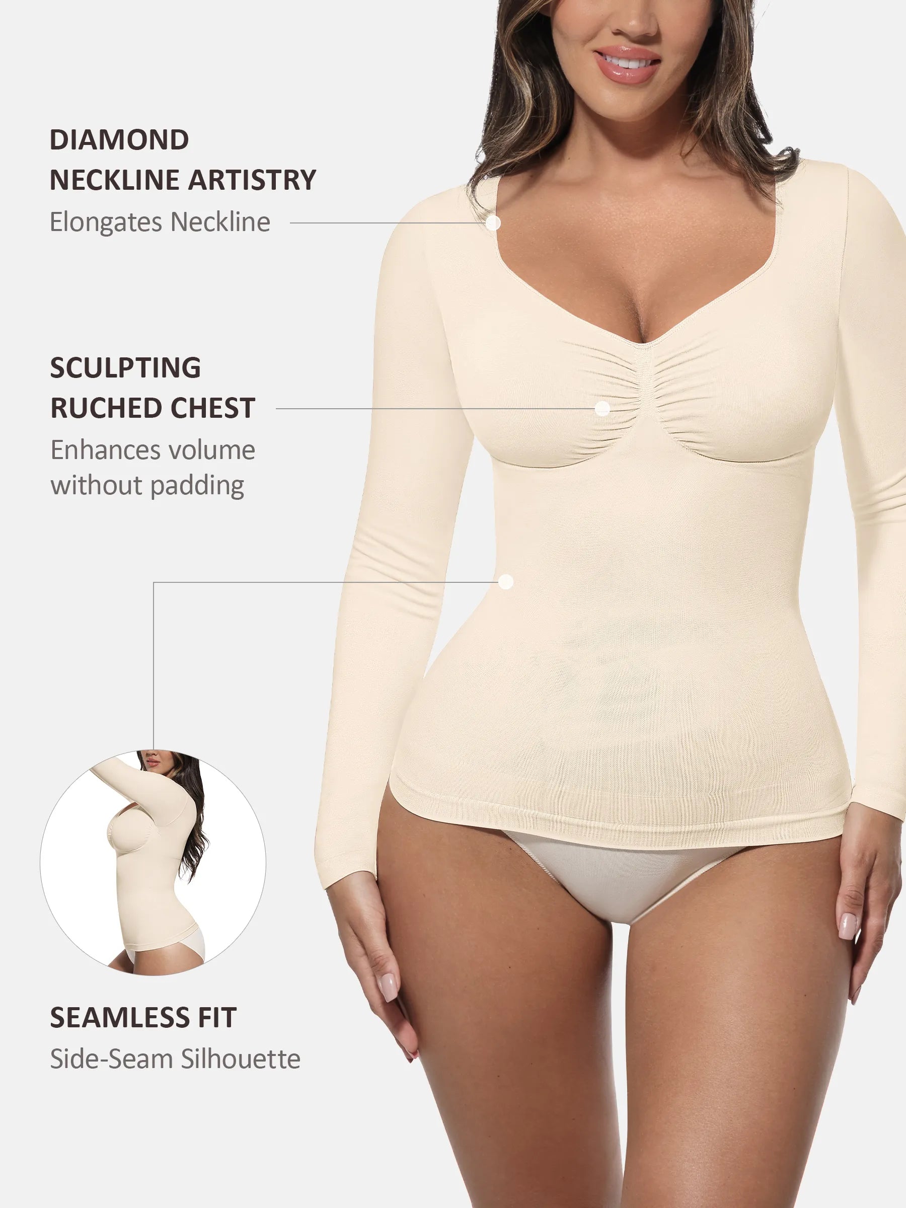 Women's Shaper Top – Seamless Long-Sleeve Everyday Shapewear