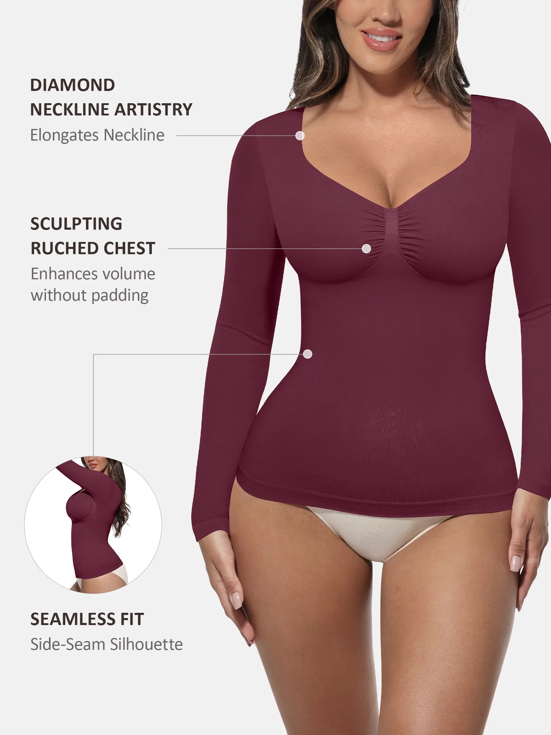 Women's Shaper Top – Seamless Long-Sleeve Everyday Shapewear