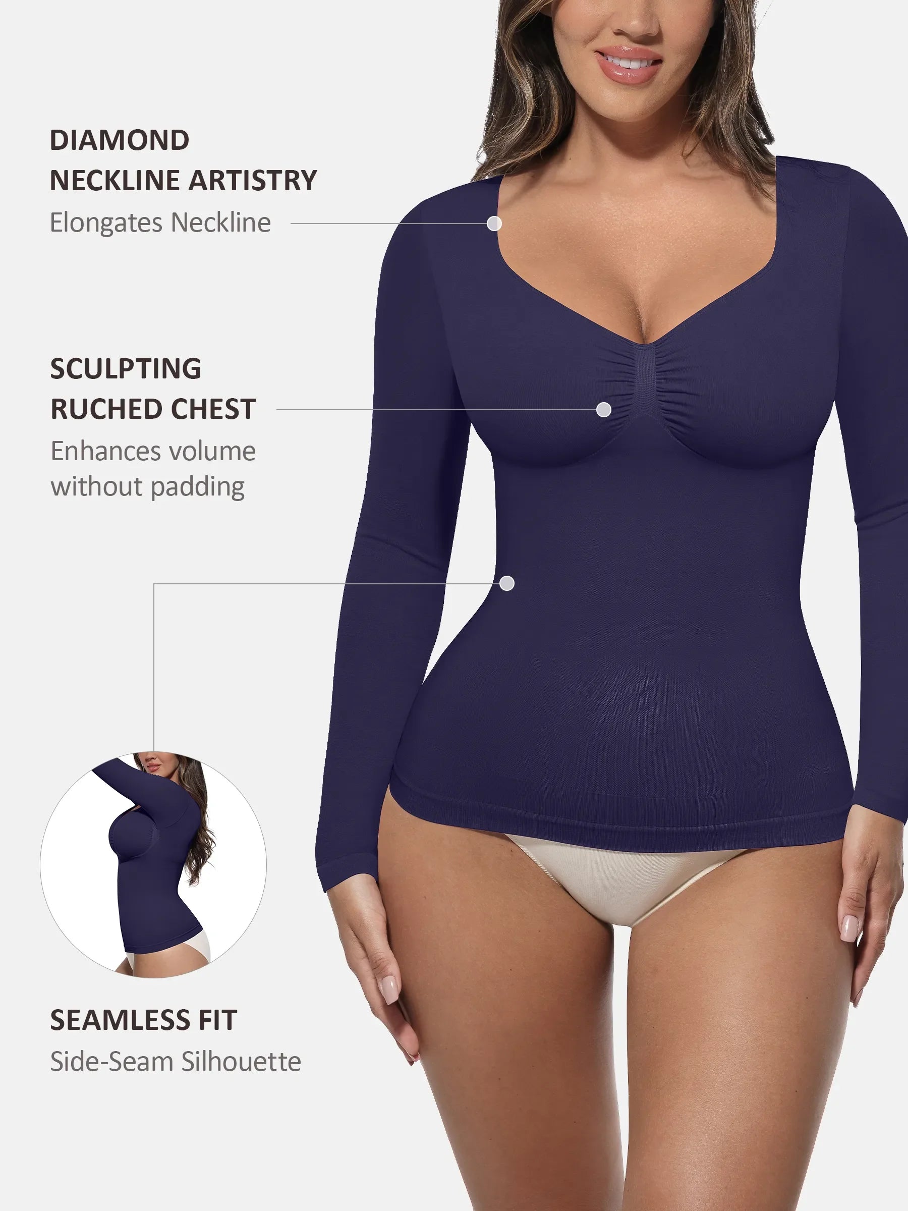Women's Shaper Top – Seamless Long-Sleeve Everyday Shapewear