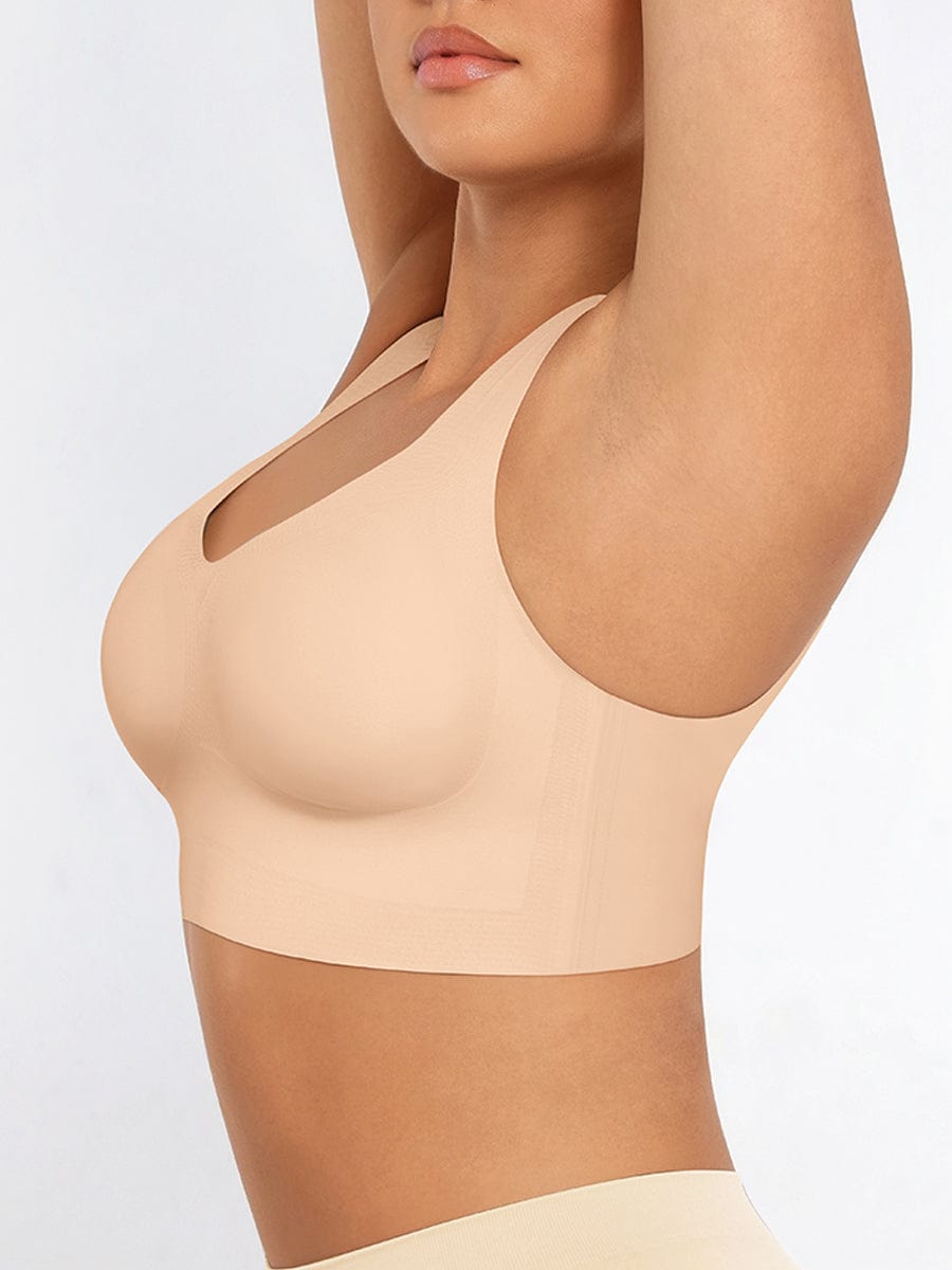 Women's Bra Tank Top – Fitted V-Neck Seamless Shapewear