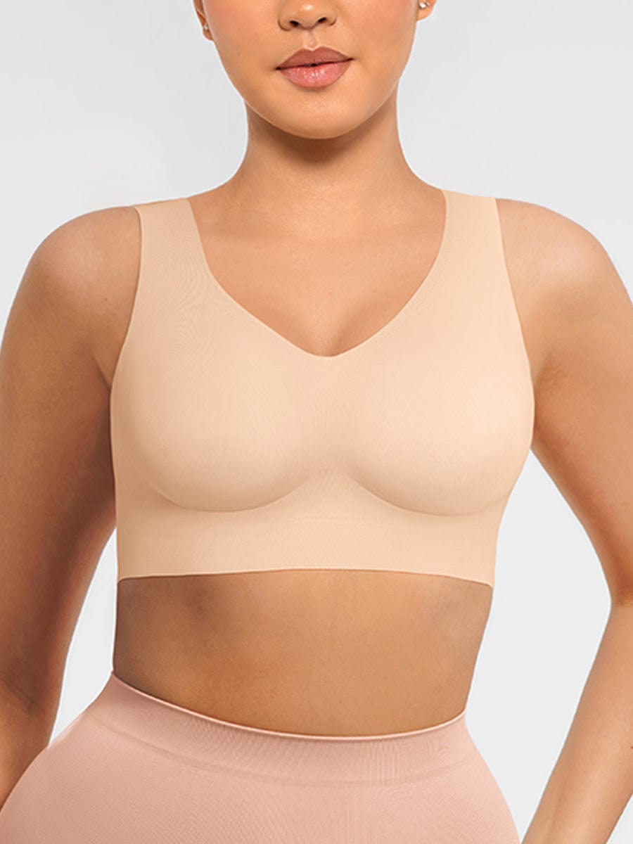 Women's Bra Tank Top – Fitted V-Neck Seamless Shapewear