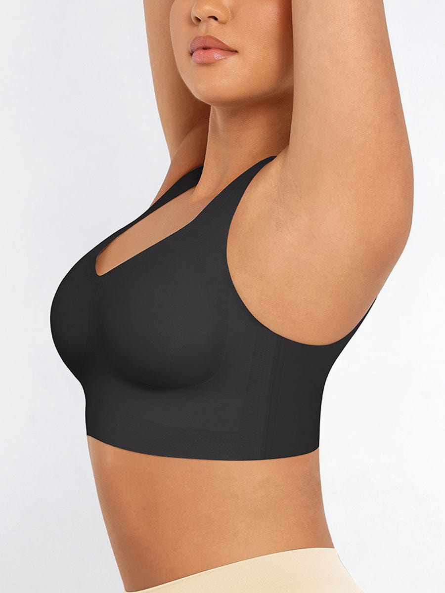 Women's Bra Tank Top – Fitted V-Neck Seamless Shapewear