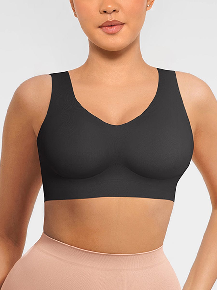 Women's Bra Tank Top – Fitted V-Neck Seamless Shapewear