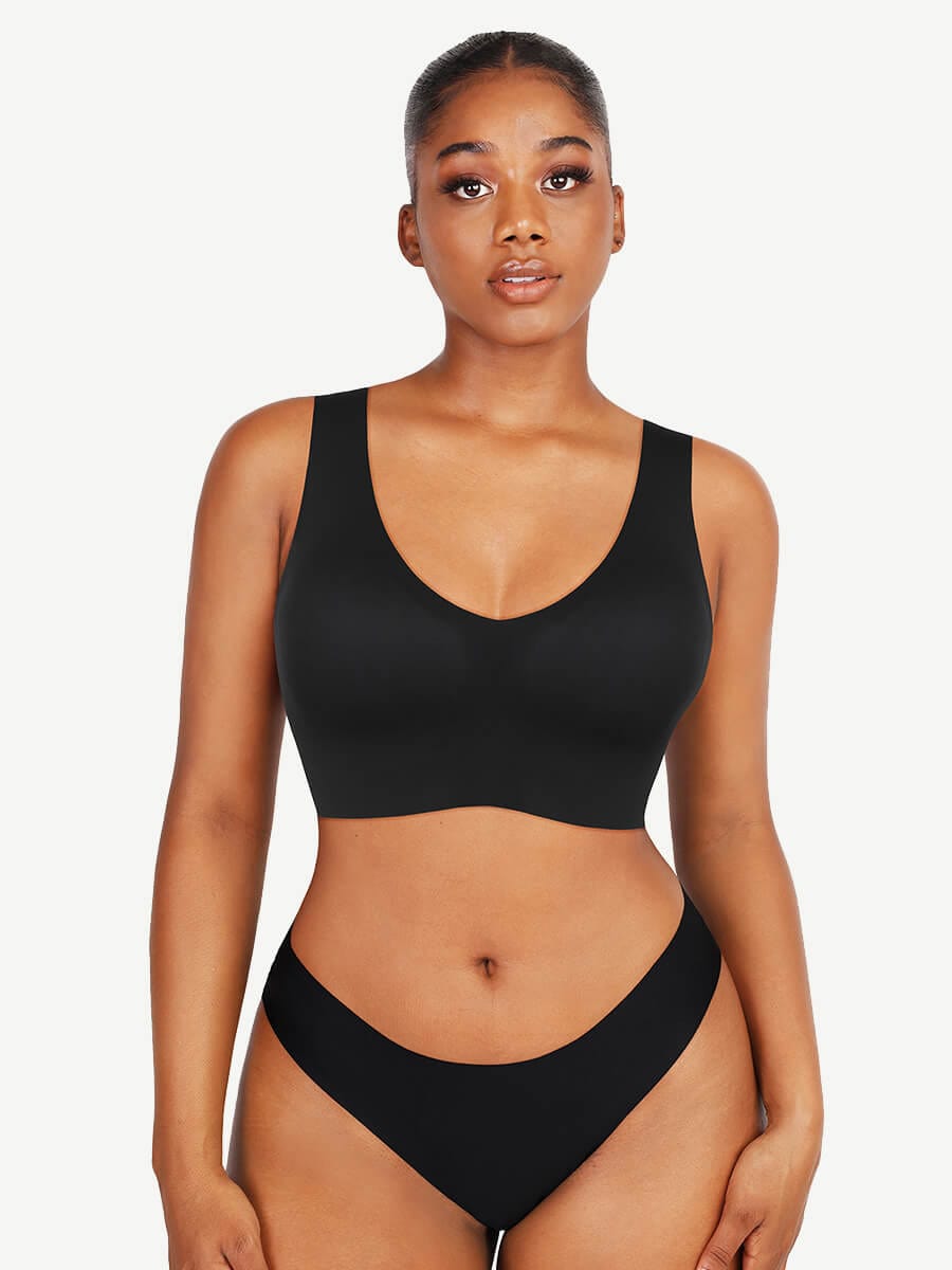 Women's Bra Tank Top – Fitted V-Neck Seamless Shapewear