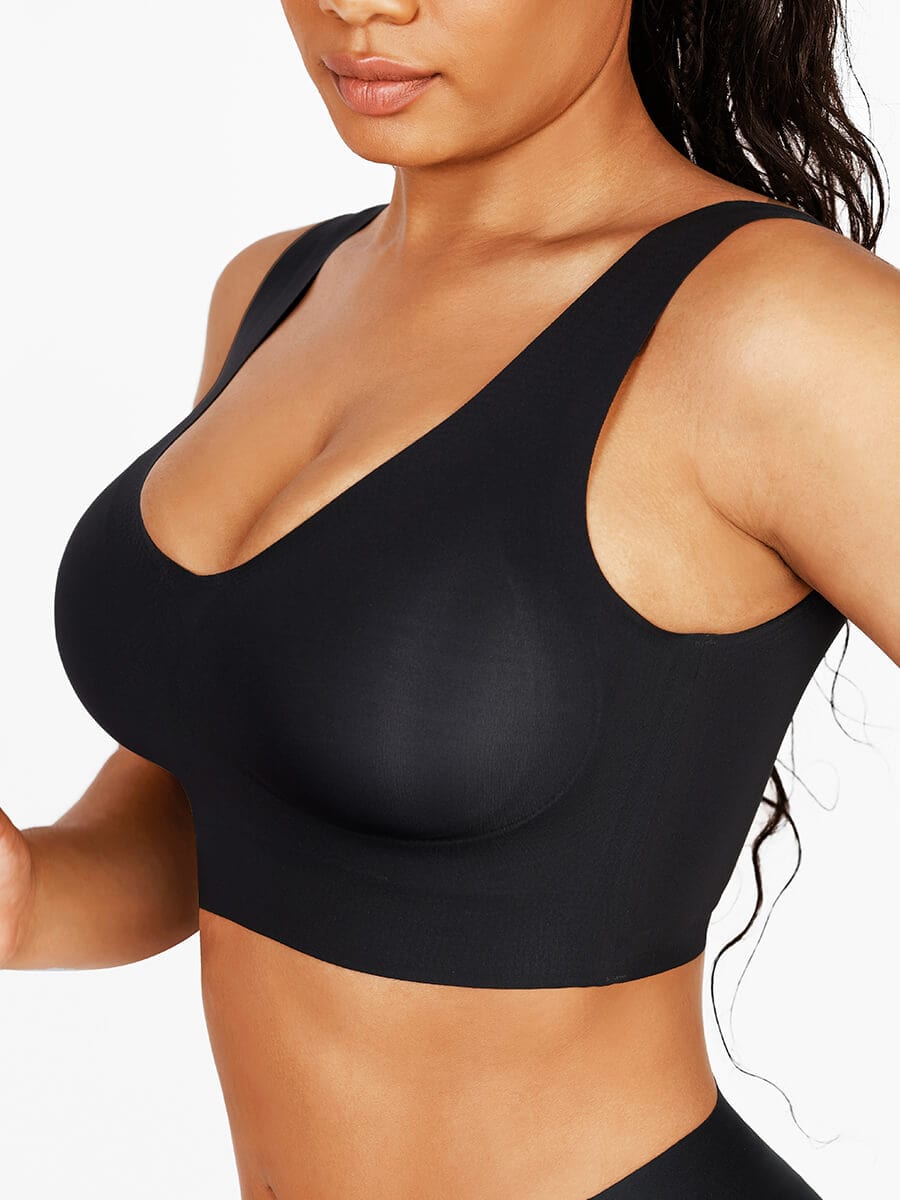 Women's Bra Tank Top – Fitted V-Neck Seamless Shapewear