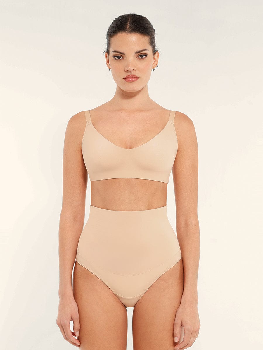 Women's Bralette – Seamless Underarm Smoothing V-Neck with Adjustable Straps