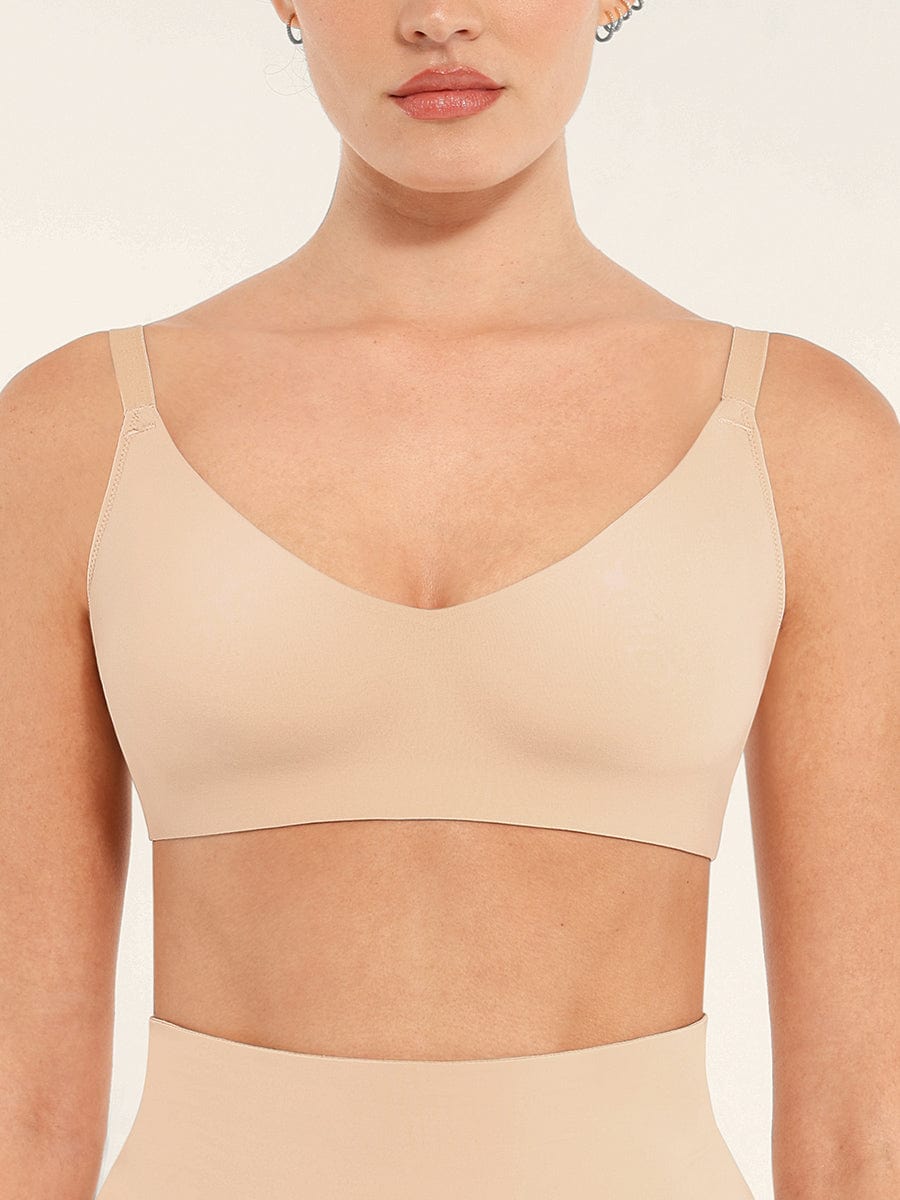 Women's Bralette – Seamless Underarm Smoothing V-Neck with Adjustable Straps