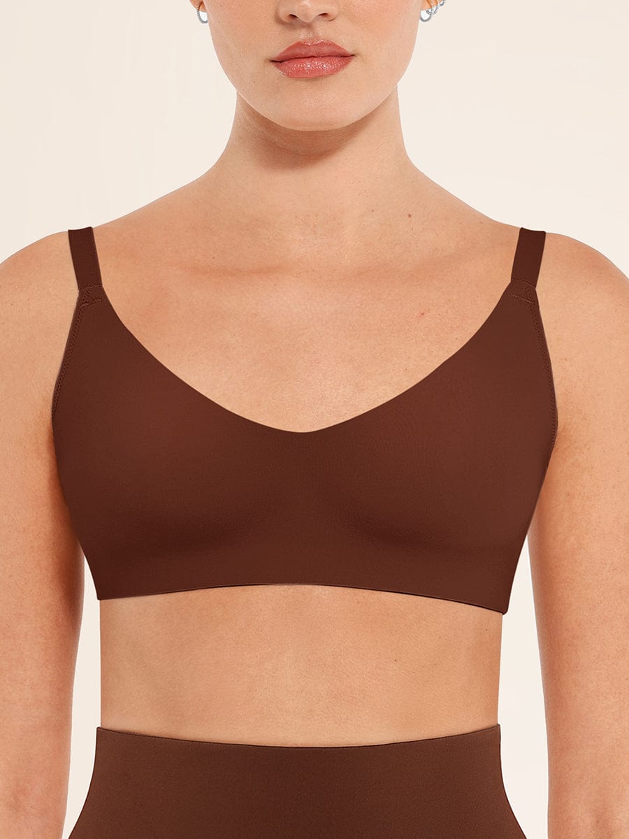 Women's Bralette – Seamless Underarm Smoothing V-Neck with Adjustable Straps
