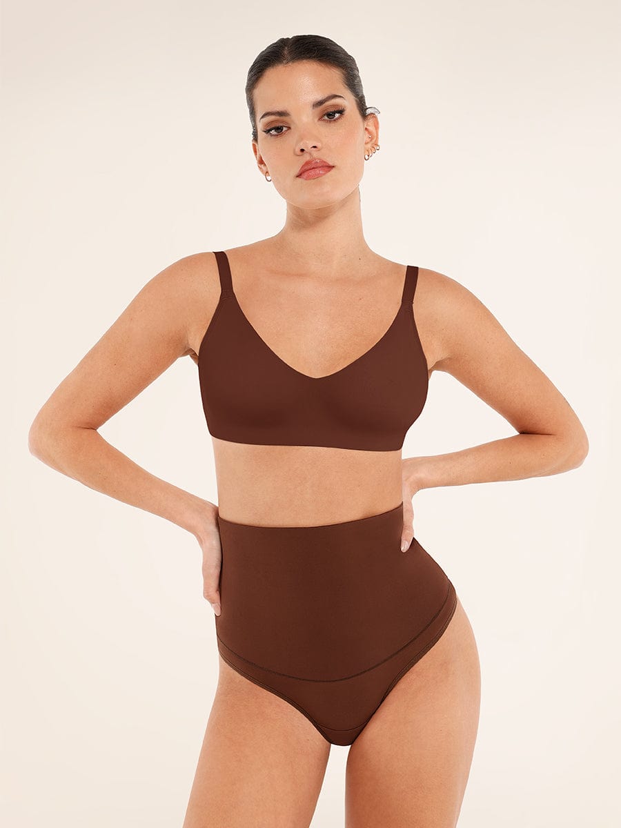 Women's Bralette – Seamless Underarm Smoothing V-Neck with Adjustable Straps