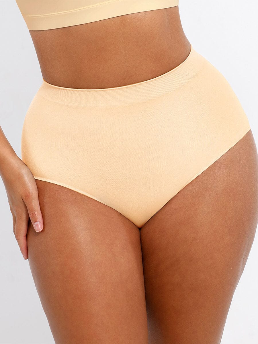Women's High-Waist Briefs – Seamless Tummy Control & Antibacterial Hip Shapewear