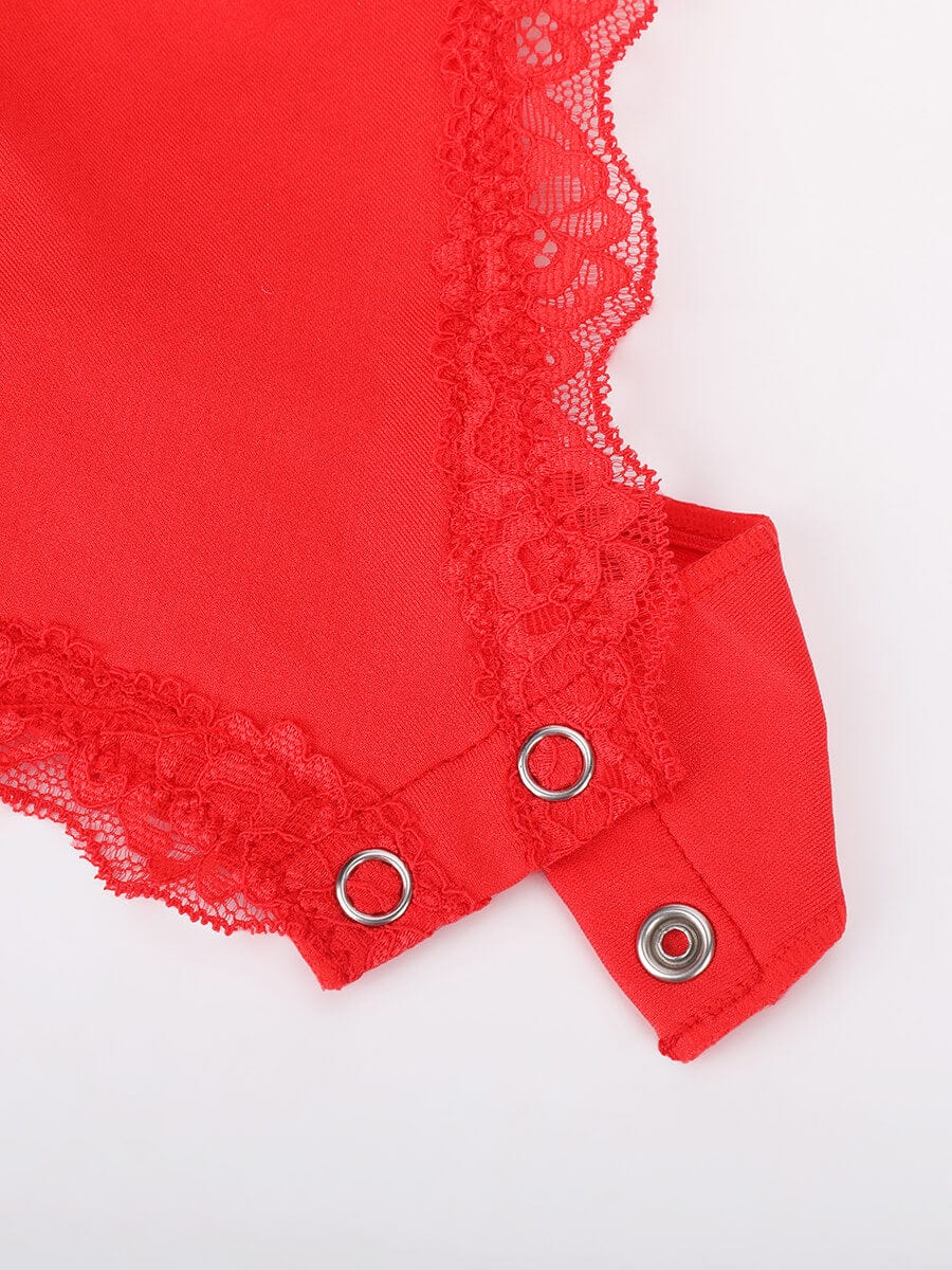 Women's Bodysuit – Seamless Lace Cami Waist & Abdomen Shaping Thong
