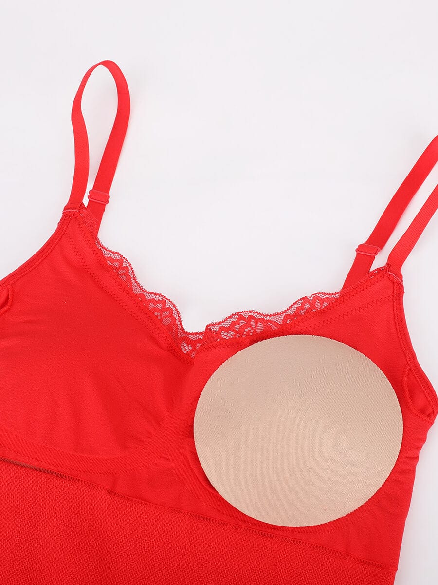 Women's Bodysuit – Seamless Lace Cami Waist & Abdomen Shaping Thong