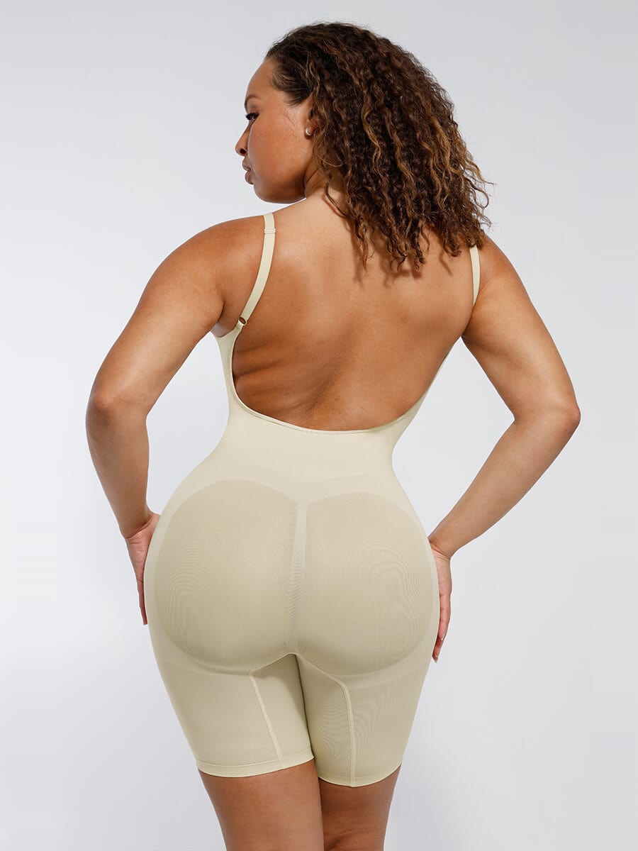 Women's Seamless Shapewear – Sculpting Open-Back Boxer with Covered Chest