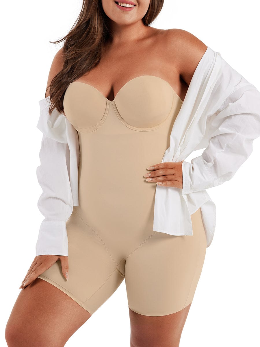 Women's Bodysuit – Back-Smoothing Underwire Push-Up Strapless Shapewear