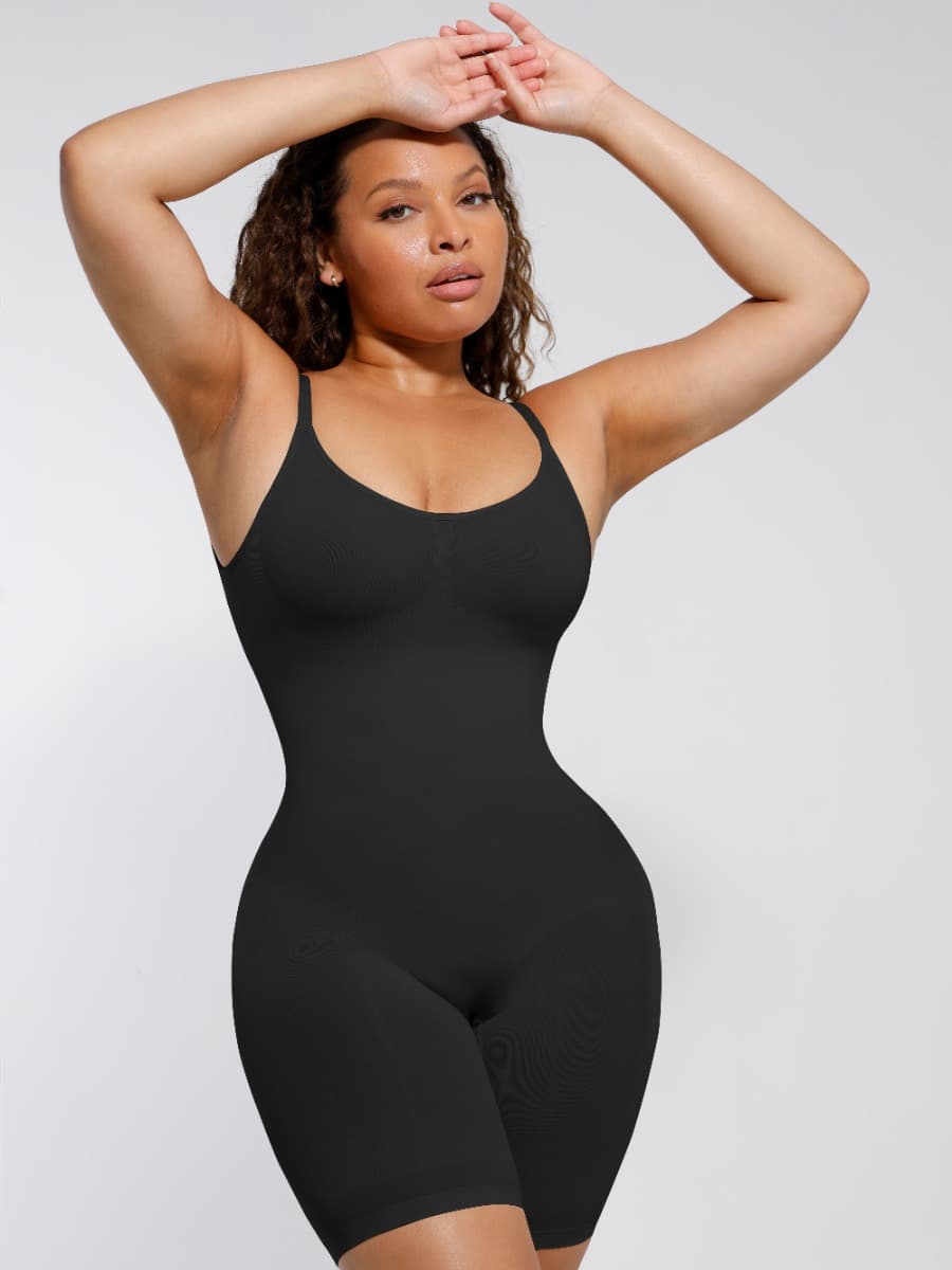 Women's Seamless Shapewear – Sculpting Open-Back Boxer with Covered Chest