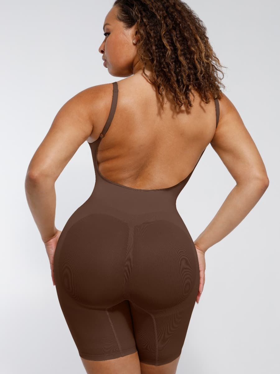 Women's Seamless Shapewear – Sculpting Open-Back Boxer with Covered Chest