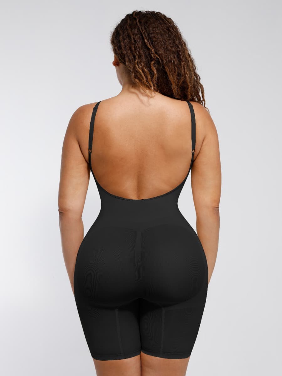 Women's Seamless Shapewear – Sculpting Open-Back Boxer with Covered Chest