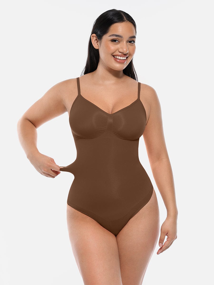 Women's Seamless Bodysuit – Sculpting Covered-Bust Jumpsuit Thong Shapewear