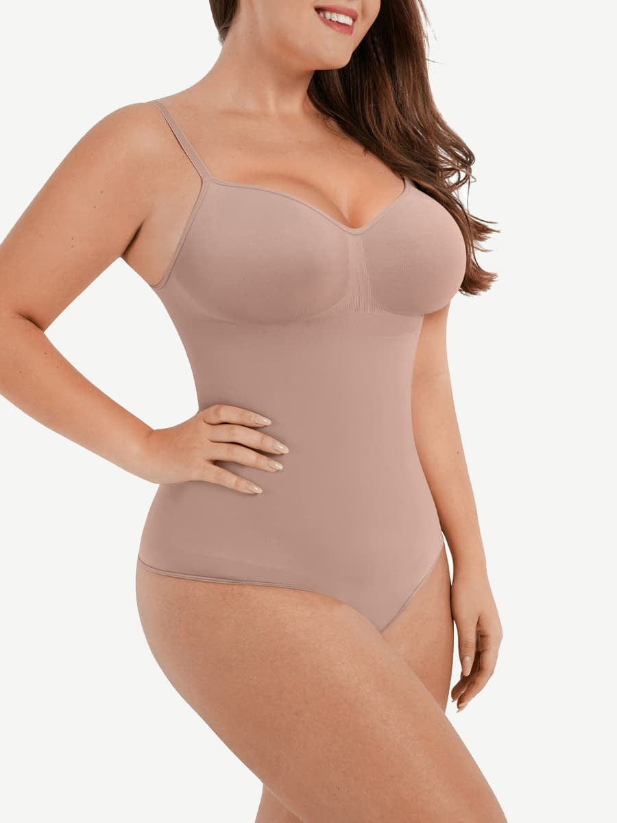 Women's Seamless Bodysuit – Sculpting Covered-Bust Jumpsuit Thong Shapewear