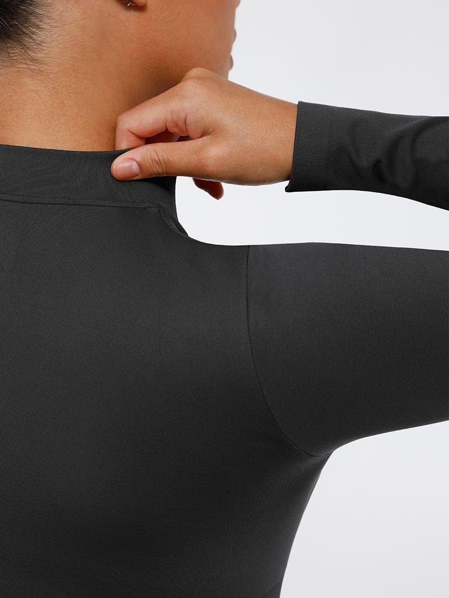 Women's Bodysuit – Seamless Long Sleeve Zipper Thong Shapewear