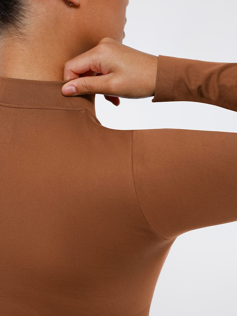 Women's Bodysuit – Seamless Long Sleeve Zipper Thong Shapewear