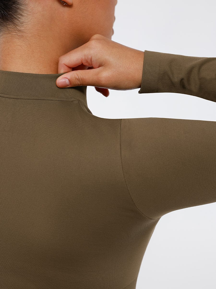 Women's Bodysuit – Seamless Long Sleeve Zipper Thong Shapewear