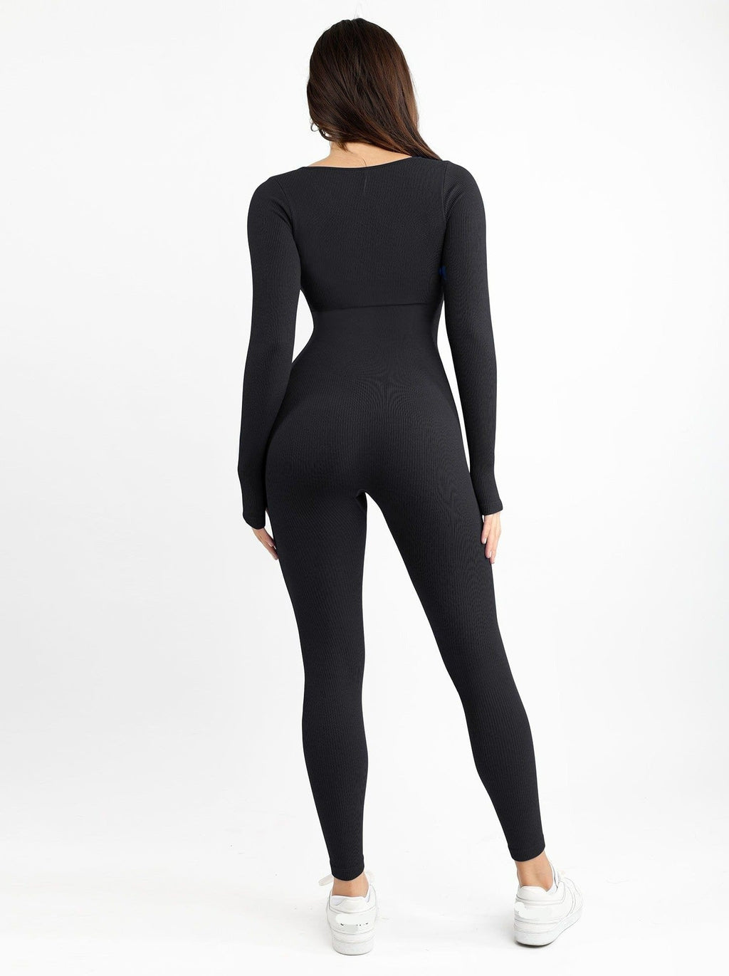 Women's Seamless Jumpsuit – Thumb-Hole Square Neck Long Sleeve Shapewear