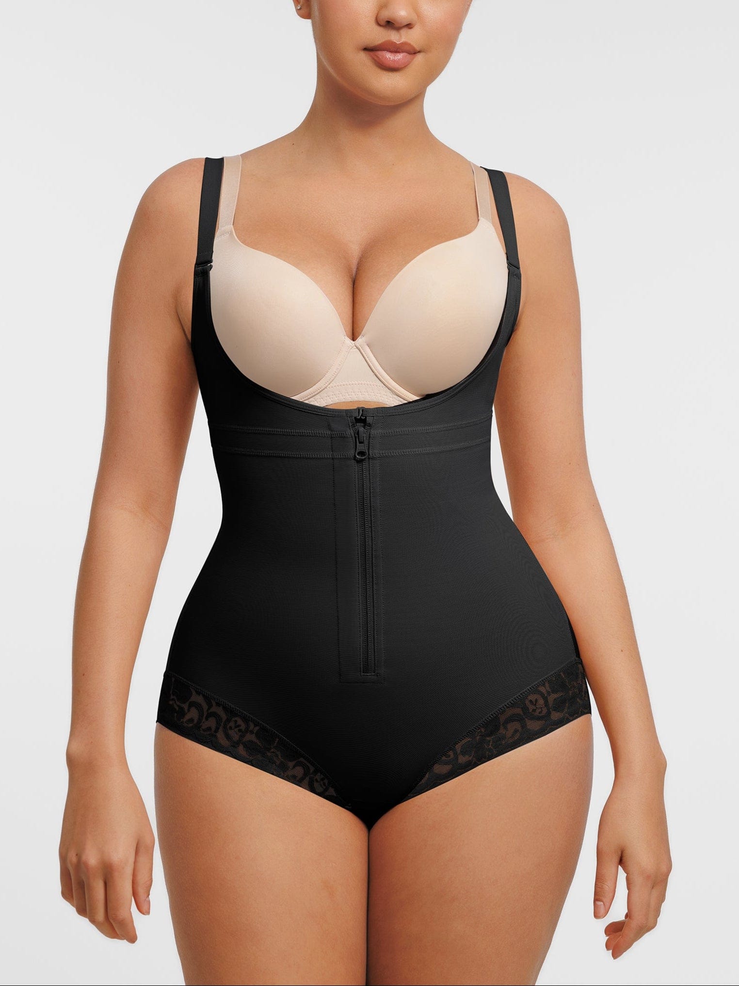 Women's Shapewear – U-Bust Lifting Front-Zipper Lace Bodysuit