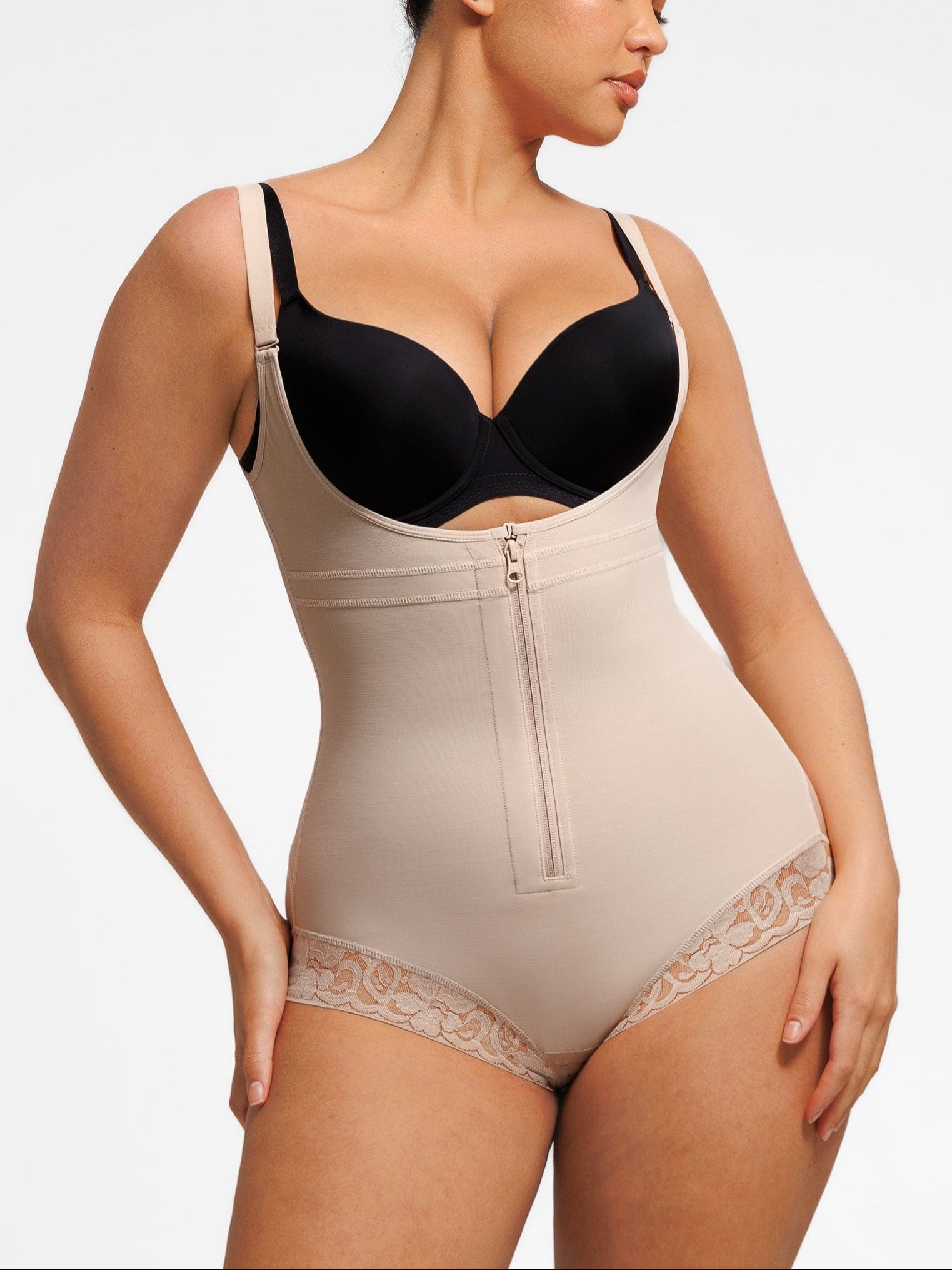 Women's Shapewear – U-Bust Lifting Front-Zipper Lace Bodysuit